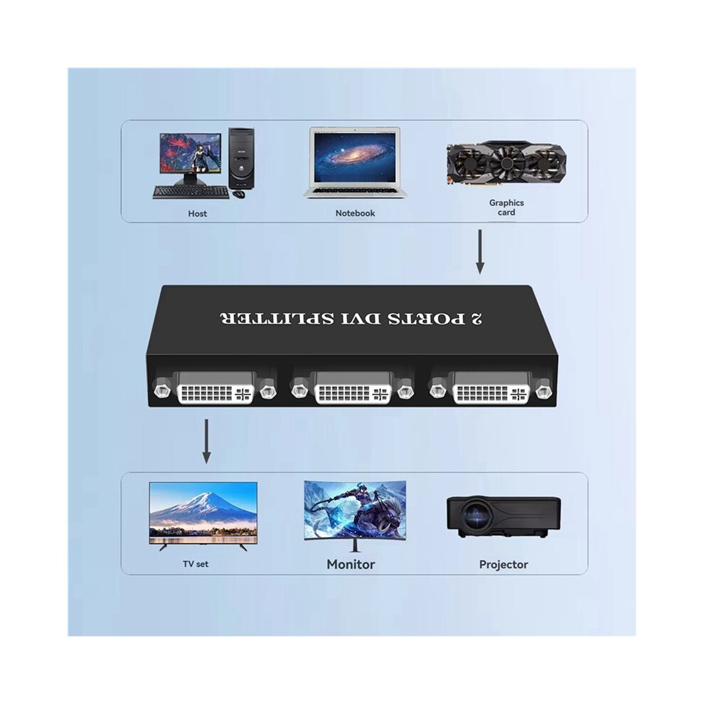 2X Dvi Splitter 1X2 Switcher Extender Adapter 1 Dvi-D Input And 2 Dvi-D Output Dual Display For Display Computer 6031927144793