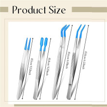 8 Pieces Tweezers with Rubber Tips Tweezers PVC Coated Tweezers Set, Rubber Straight Tip /Flat Tip/ Long Bent Tweezers