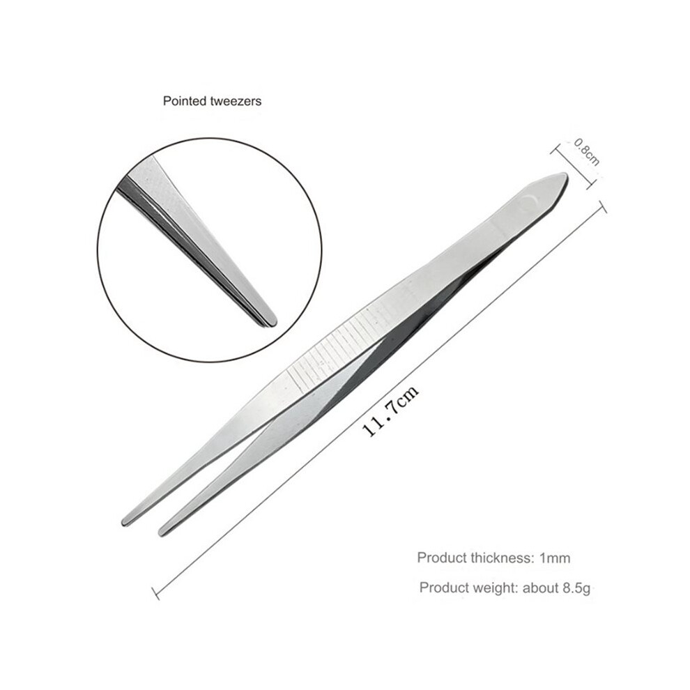 8-Piece Set of Stainless Steel Combination Tweezers, Elbow Tip, Labor-Saving Pliers,-Reverse Flat-Mouth Stamp Clips