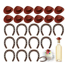 48-Teiliges Glückshufeisen-Ornament im Western-Stil und -Cowboyhut zum Basteln, Miniatur-Hufeisen Als Hochzeitsgeschenk-Set