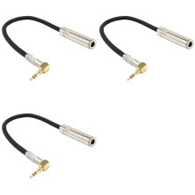 3pcs 6.35 Female Stereo to 3.5 Male Plug Jack Stereo Hifi Mic Audio Extension Cable Short 90 Degree Audio Cable