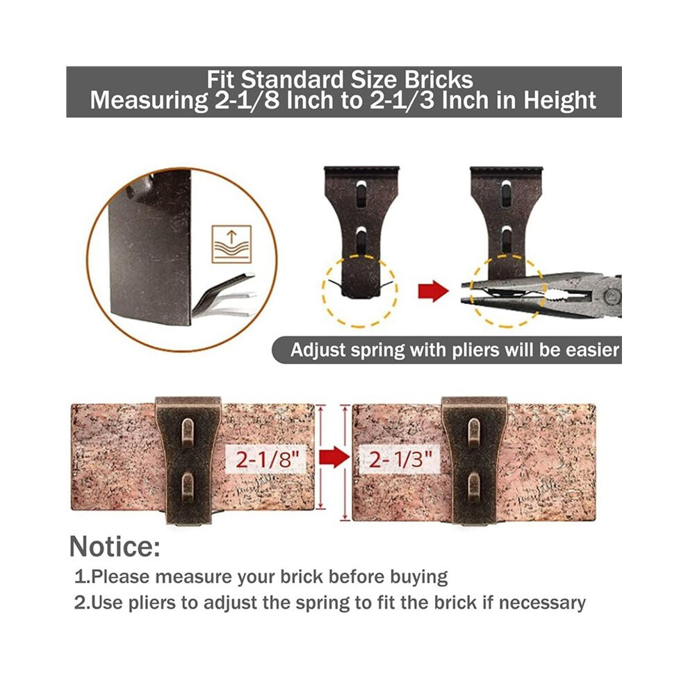 16 Brick Clips For Hanging Brick Hooks Brick Clips For 2-1/4In To 2-3/8In Tall Bricks Metal Brick Hook 6031177088410