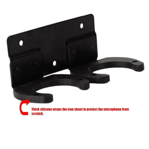 2X Universal Wireless Microphone Hook Holder Stands Wall Hanger Rack Clip Clamp Brackets Wall Mounted 2