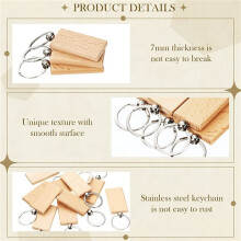 500 Pieces Blank Wooden Key Tag Key Engraving Blanks Unfinished Wood Keychain Key Ring Key Tags for DIY Crafts,Rectangle