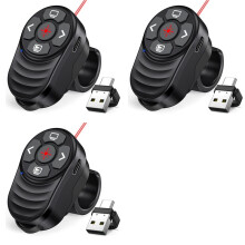 3X Rechargeable USB Type C Wireless Presentation Clicker,Finger Ring Presentations Powerpoint Clicker with Light Pointer