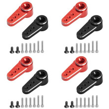 8 Stuks Metalen 15T Servo Arm Servohoorn Fit  ES08MA II Servo voor Axiale SCX24 1/24 RC Crawler Auto-Onderdelen, Rood + Zwart