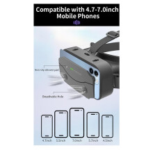 5X Occhiali VR 3D Cuffia Portatile Montata Sulla Testa Regolabile per Smartphone Android da 4,7-7,0 Pollici Occhiali per Realtà Virtuale