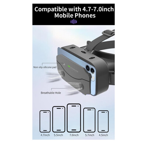 5X Óculos 3D VR Headset Portátil Montado Na Cabeça Ajustável para 4,7-7,0 Polegadas Android  Phones Óculos de Realidade Virtual