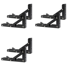 6Pcs Campervan Folding Bracket Table Shelf Motorhome Caravan Black Finish Stainless Steel Folding Bracket