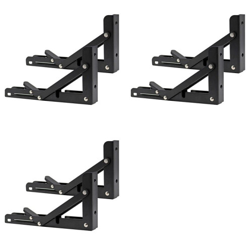 6Pcs Campervan Folding Bracket Table Shelf Motorhome Caravan Black Finish Stainless Steel  Folding Bracket