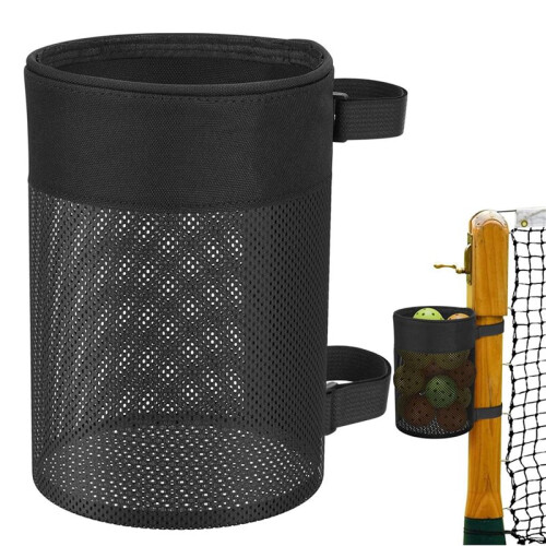 3X Pickleball  Holder Foldable Storage Mesh Bag for Pickleball Net Post, Storage Hanging Bag with Strap 2