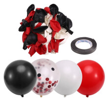 Röda och Svarta Ballonger, 134 St 12 Tums Svarta Vita Röda Ballonger för Insamling Av Konfetti med Band för Födelsedag, Bröllop