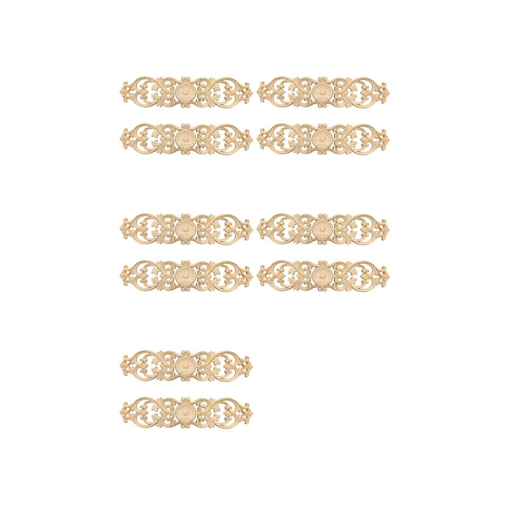 10Pcs 30Cmx7cm Woodcarving Decals Carved Corner Flower Home Decoration Cabinet Patch Onlay Wood Applique 6033232257434