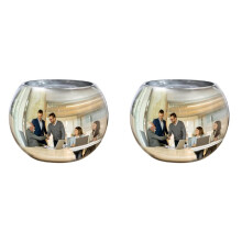 2X Cubicle Mirror 6Inch Convex Mirror Vase Cubicle Decor Desk Security Mirror to See Behind You, Stylish Glass Rearview