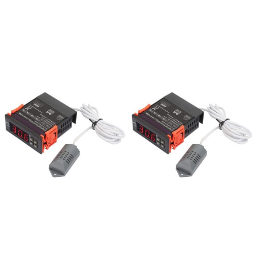 2X Humidity Controller SVWL-8040 220V LED Digital Air Humidity Control Meter with Temperature Sensor Probe 1%-99% RH