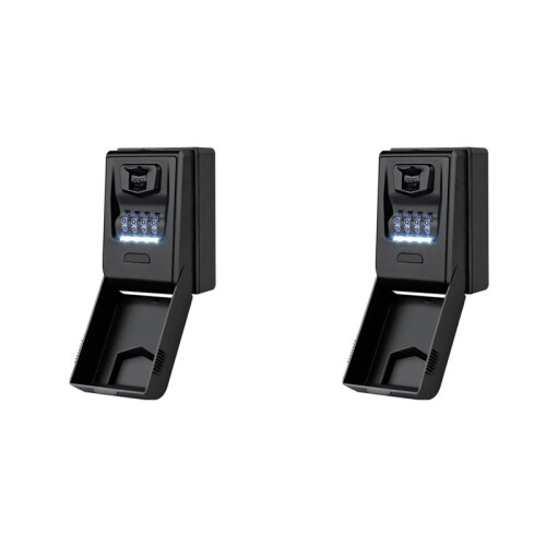 2X Password Key Box Wall Mounted Lock Storage Box with Led Light and Waterproof Cover High Security Key Box