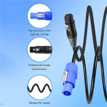 2Stück 2 M DMX512-Verlängerungskabel, AC-Stromversorgung, DMX512, 3-Poliges XLR-Signal-Kombikabel für Bühnenbeleuchtung, Konzerte, Veranstaltungen