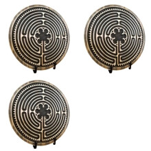 3X Labyrinthe Holzlabyrinthe Fingerlabyrinthe für Meditation und Gebet, Hölzernes Achtsamkeitswerkzeug und Altardekoration M