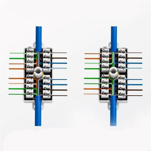 8X RJ45 Cat6 Junction Box for Ethernet Networking Cable Connection Accessories