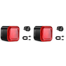 2X WEST BIKING Bike Tail Light Sensing MTB Road Bike Rear Light Type-C Charging Taillight Post