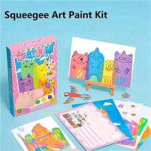2X Kit de Pintura Infantil Squeegee Art, Faça Você Mesmo, com Estampa de Bolinhas Coloridas em Arco-Íris, para Artesanato e Pintura de Grafite