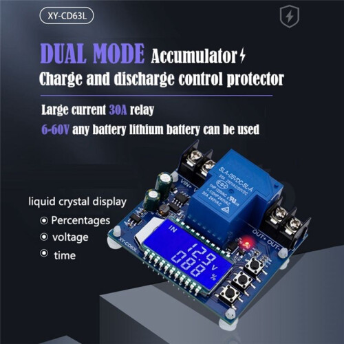 XY-CD63L 30A Battery Charge Discharge Controller Low Voltage Cut Off  Undervoltage Overvoltage Protection Display 1