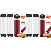 6 Stuks 16 Oz Kruidenknijpflessen, Omgekeerde Plastic Knijpfles voor Sauzen, Navulbare Punt, Grote Klepdispenser