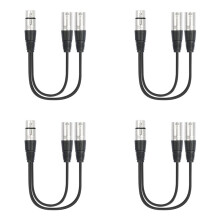 4pcs 30Cm 3 Pin XLR Female to Double Male Y Splitter Cable,Microphone Splitter Cord Audio Adaptor