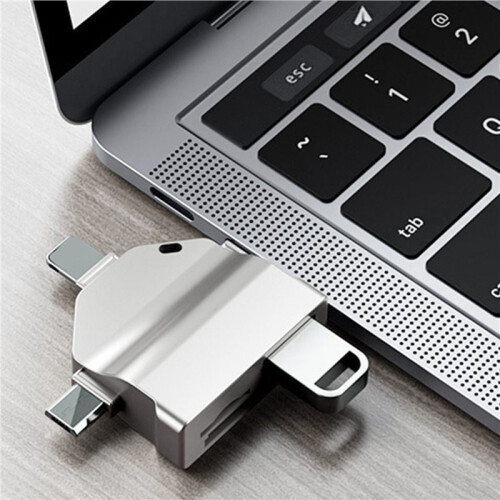 2X Multifunction 7 in 1 Card Reader USB 2.0 Type C to  Adapter USB Flash Reader for PC Laptop Accessories Grey