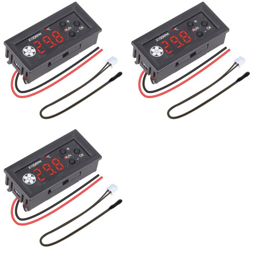 3X Fan Temperature Controller, 12V PWM 4-Wire Fan Speed Controller Module with Temperature Probe for 3A Fan PC