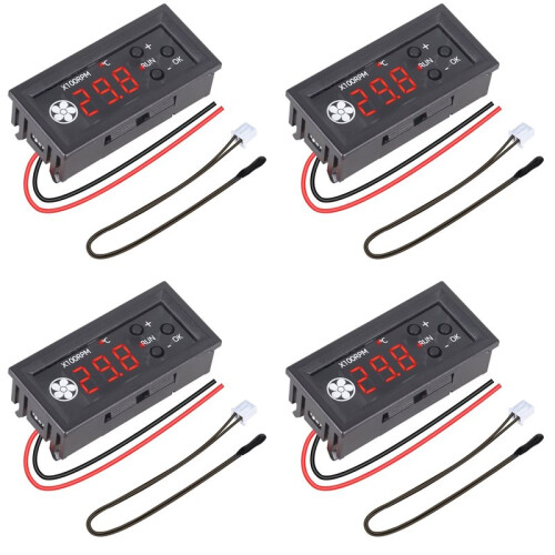 4X Fan Temperature Controller, 12V PWM 4-Wire Fan Speed Controller Module with Temperature Probe for 3A Fan PC