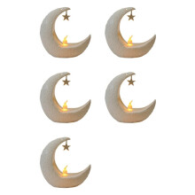 5X Starry Moon Candlestick Ramadan Festival Home Decoration Wind Party Lantern Candle Electronic Desktop Lamp Fashion B