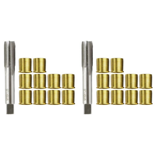 2X Thread Repair Kit M16X1.25 Thread Tap M14X1.25 Thread Inserts for Restoring Damaged Threads Car Pro Coil Tool