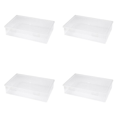 4X Plastic File Organizer Transparent Square Storage Box Storage Box File Storage Box S