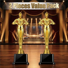 2er-Pack Goldene Auszeichnungstrophäen, Goldene Kunststofftrophäen für Preisverleihungen, Feiern, Wettbewerbe, Veranstaltungen und