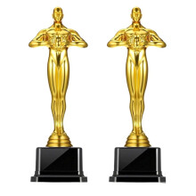Conjunto de 2 Troféus Dourados de Plástico para Cerimônias de Premiação, Comemorações, Competições, Eventos e Esportes