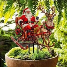 2X Kerstman Rijdt op een Rendierslee Om Geschenken Te Bezorgen Acryl Outdoor Garden Waterproof Patio Plug