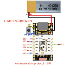 6X SmolSlime Module Based NRF SlimeVR Module,ProMicro NRF52840 + (LSM6DSV + QMC6309 ), with Battery