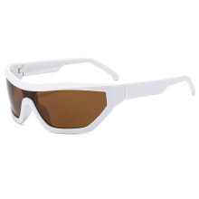 (WhiteFrameTeaLens)Occhiali da sole uomo Y2k con montatura pc e lenti grigie ideali per protezione solare e tendenze moda