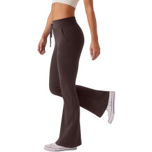 REORIA Mallas Deportivas de Mujer para Yoga, Pierna Ancha Campana, Marrones, XL — pantalones flare mujer