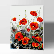 Kit de peinture par numéros Fleurs avec cadre 40,6 x 50,8 cm — loisir créatif adulte, activité manuelle relaxante