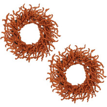 Lot de 2 Couronnes de Noël Fictives Rouges avec Baies — decoration porte entree, couronne artificielle hiver
