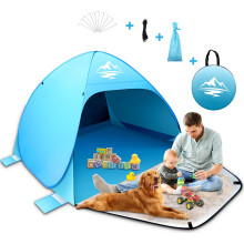 Tienda de Campaña de Playa Pop-up Familiar para 2-4 Personas Automática Azul — tienda filtro uv, tienda playa pop-up