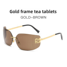 (Tea)Schicke Metall-Sonnenbrille im geometrischen Stil mit PC-Gläsern für Freizeitkleidung und Autofahren
