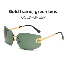 (Dark Green)Schicke Metall-Sonnenbrille im geometrischen Stil mit PC-Gläsern für Freizeitkleidung und Autofahren