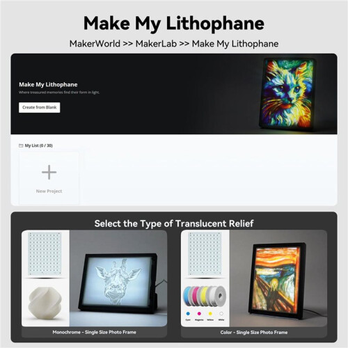 For  3D Printer CMYK Lithophane LED Backlight Board Kit USB C DIY Lithophane Photo Model Bambulabs 12pack 2