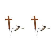 2X Jesus Bungee WallCross Decorazione Casa Ufficio Chiesa Parete Appeso Crocifisso Saltellante Cristo Salvatore Festival Regalo Casa