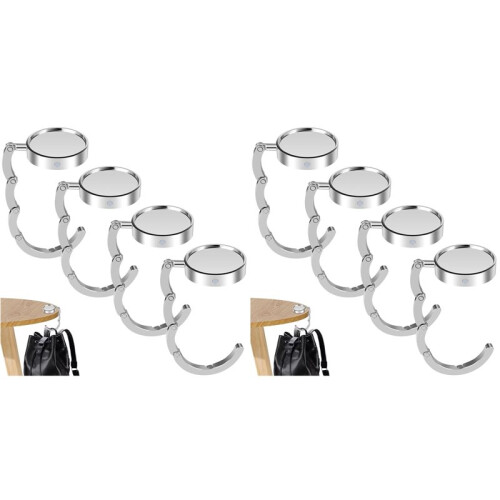 8Pcs Portable Folding Bag Hanger, Practical Folding Bag Hook,Alloy Handbag Table Hook, Multipurpose Purse Key Holder