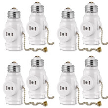 2 Outlet Light Socket Adapter,E26 Bulb Socket to Outlet Splitter,Convert Medium Screw Socket Into A Socket 2 Outlets 8pc