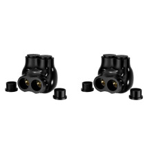 2X Isolierter Steckverbinder, 2-Port-Mehrfachanschluss, 2/0-6 AWG, Einseitiger Kabelanschluss, Schlitz-Sechskant